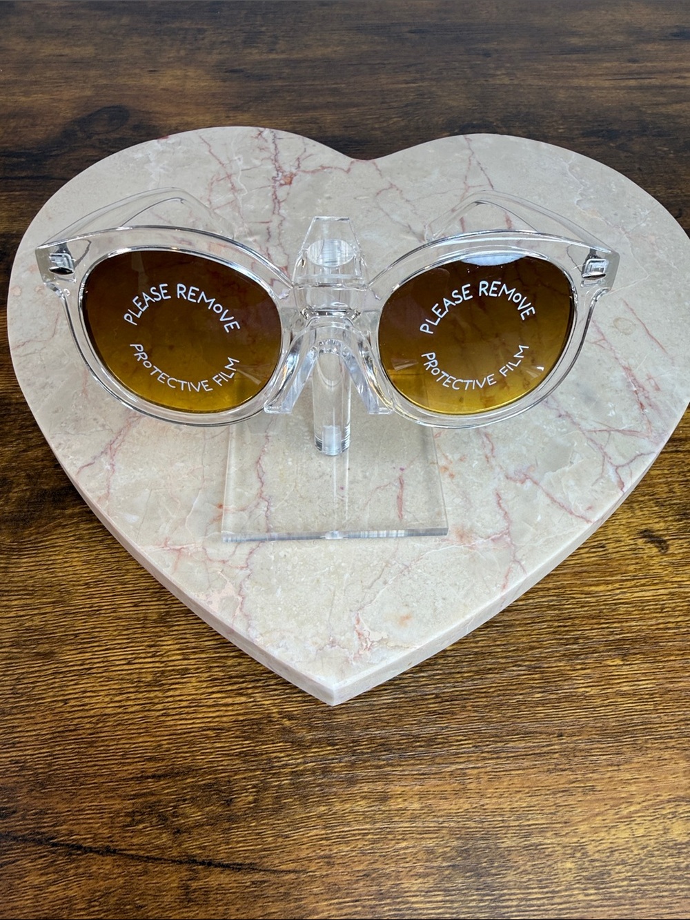 NWT Clear Frame Sunglasses with Brown Gradient Lenses